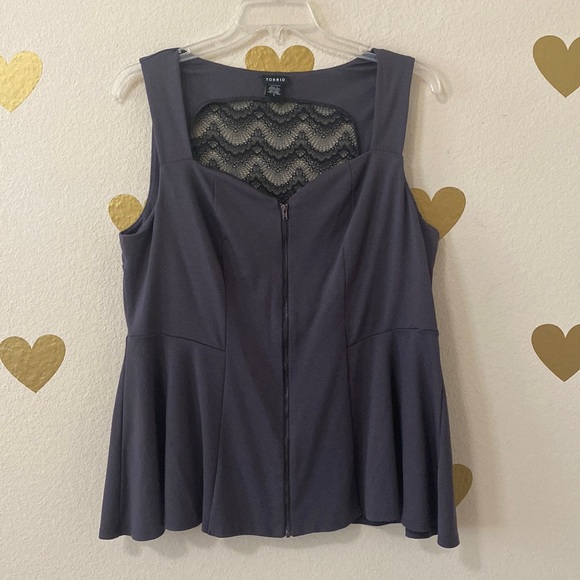 torrid Tops - Torrid size 2 zip front top with lace panel in back